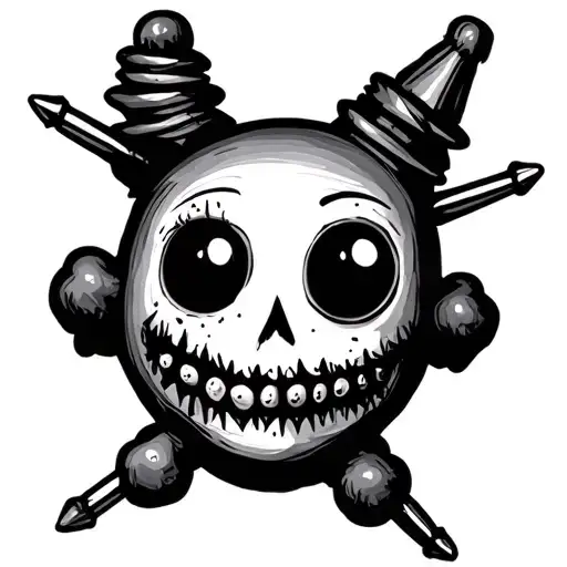 cute voodoo doll good evil with pins tattoo design idea