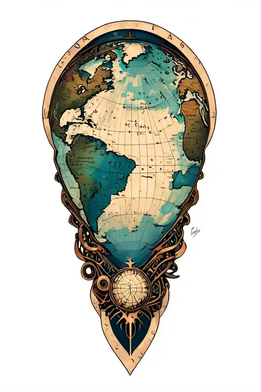 Old World Map tattoo design idea