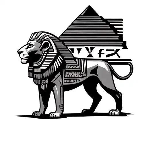 Pharaoh's Lion CrossIt is what it is Pyramids Hieroglyphics Stocks Fitness Cop tattoo design idea