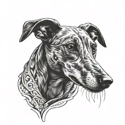 two muzzles of dogs of the Russian greyhound breed in a dark style of graphics tattoo design idea
