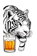 tiger is searching for alcohol drink tattoo design idea