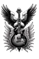 eagle wing, guitar, horse shoe tattoo design idea