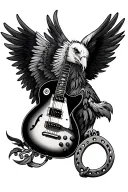 eagle wing, guitar, horse shoe tattoo design idea