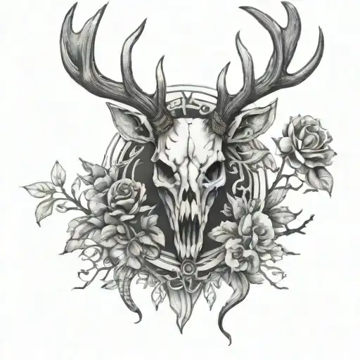stag skulls tattoo design idea