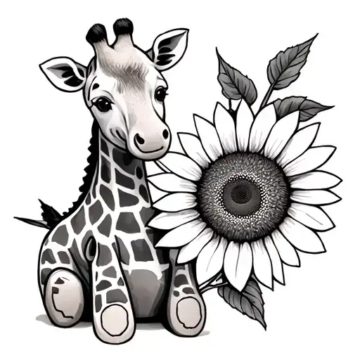 teddy and giraffe and sunflower tattoo tattoo design idea