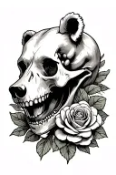 bear skull and roses tattoo design idea