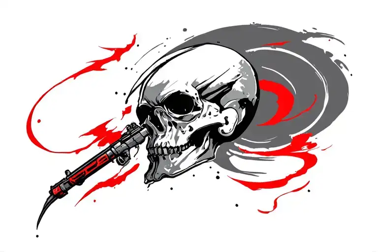 red 555 777 tattoo design idea