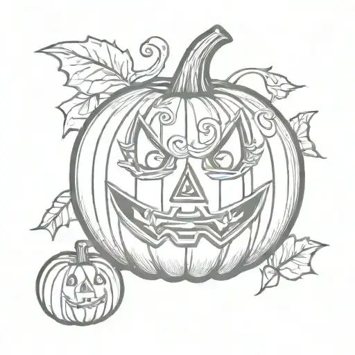 pumpkin halloween cute tattoo design idea