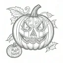 pumpkin halloween cute tattoo design idea