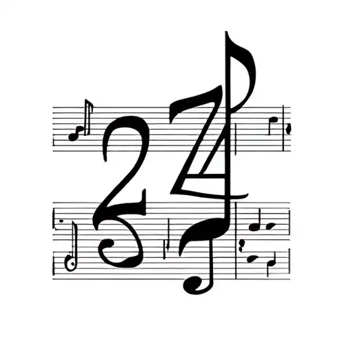 "224" music notes tattoo design idea
