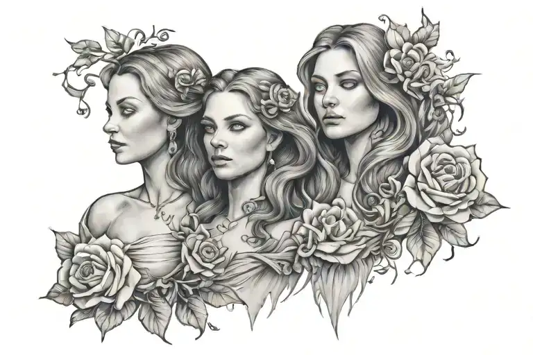 three sisters  tattoo design idea
