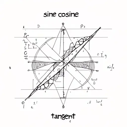 "sine cosine tangent" trigonometry lineart minimal tattoo design idea