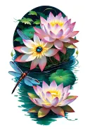 Lotus and dragonfly tattoo design idea