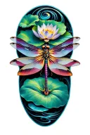 Lotus and dragonfly tattoo design idea