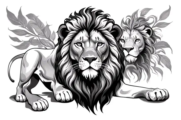 lion with leo zodiac sign tattoo design idea