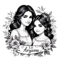 create tattoo design incorporating my wife's name Liz and stepdaughter Aryanna tattoo design idea