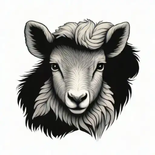 cute symmetrical lamb face made with a few lines tattoo design idea