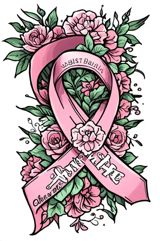 breast cancer ribbon tattoo design idea