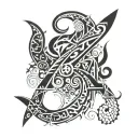 The number 727 incorporated into a design maybe something symbolizing lost love as well tattoo design idea