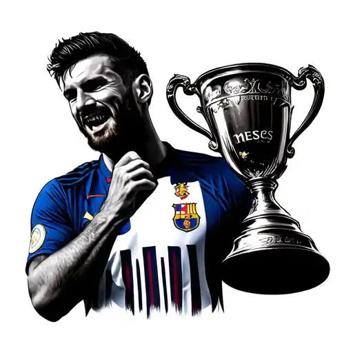Messi with the cup tattoo design idea