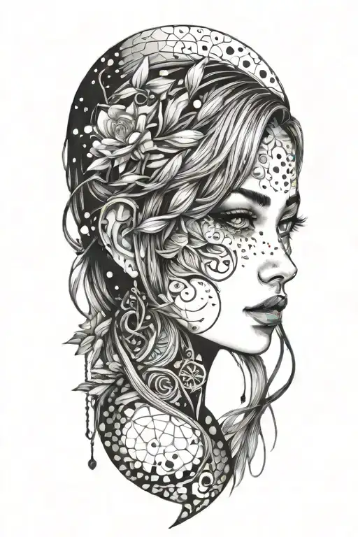 anime beautifull girl face tattoo design idea