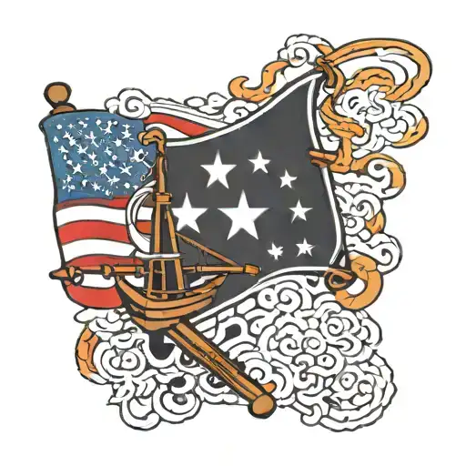 puerto rico flag and japanese theme and style, us navy anchor tattoo design idea