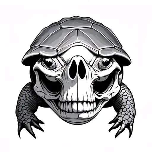 snapping turtle skull wearing tattoo design idea