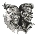 double face morphing tattoo design idea