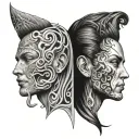 double face morphing tattoo design idea