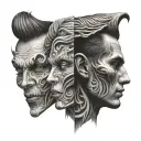 double face morphing tattoo design idea