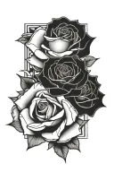 cross  end roses  tattoo design idea