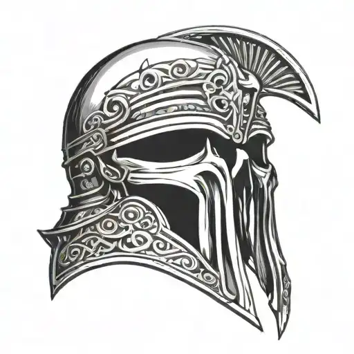skull spartan helmet tattoo design idea