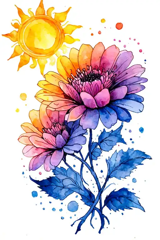 rapunzel lanturn flower and sun tattoo tattoo design idea