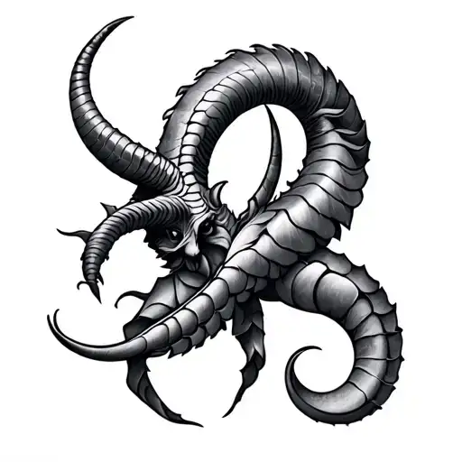 cancer and capricorn zodiac sign intertwined tattoo design idea