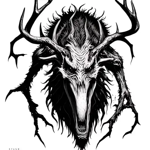 DARK WENDIGO Monster creepy tattoo design idea
