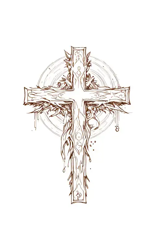 Cross with genesis 3:19 incorporated tattoo design idea