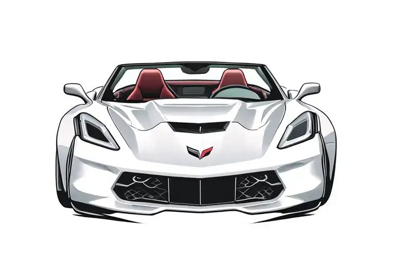 silver corvette c7 convertible driving tattoo design idea