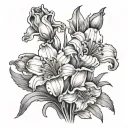carnation snowdrop flowers tattoo design idea