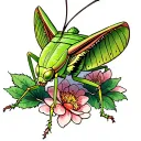 green katydid tattoo design idea