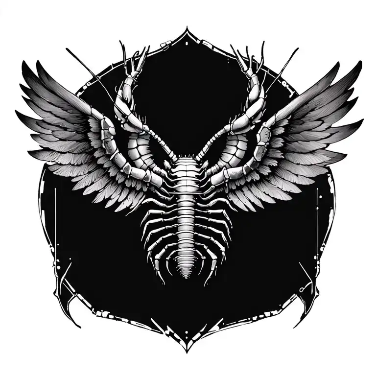 cybersiglism back tattoo with wings and spine of a centipede  tattoo design idea