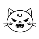 Cute cat with teeth like a vampire mouth is closed tattoo design idea
