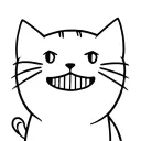 Cute cat with teeth like a vampire mouth is closed tattoo design idea