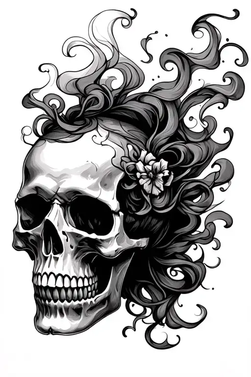 skull smoke coming out of its tattoo design idea