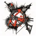 compound bow hunting scene tattoo design idea