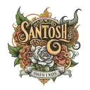 Santosh name tattoo design idea