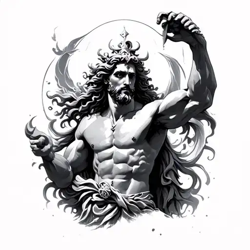 poseidon god tattoo design idea