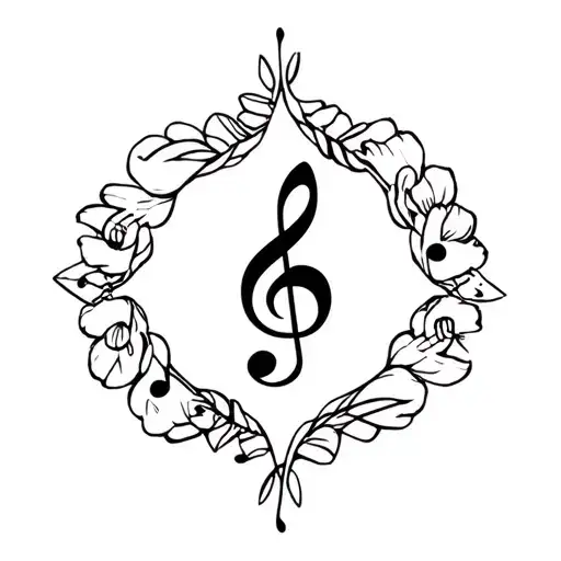 sleep token band logo floral design combining music notes tattoo design idea