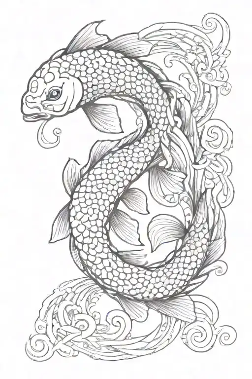 koi fish yin yang symbol formed tattoo design idea