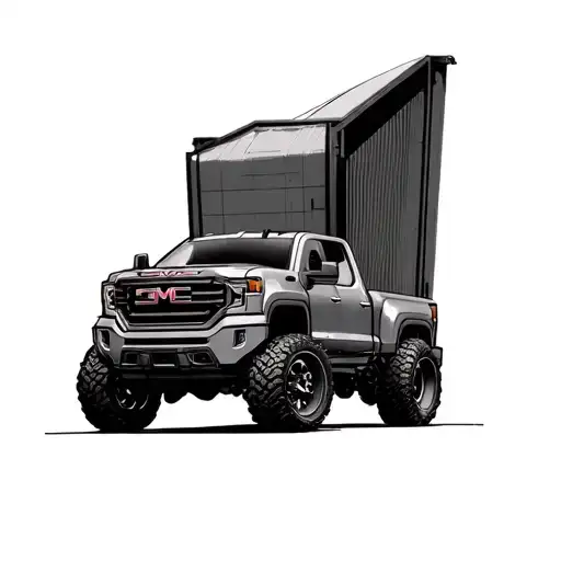 lifted GMC truck driving tattoo design idea