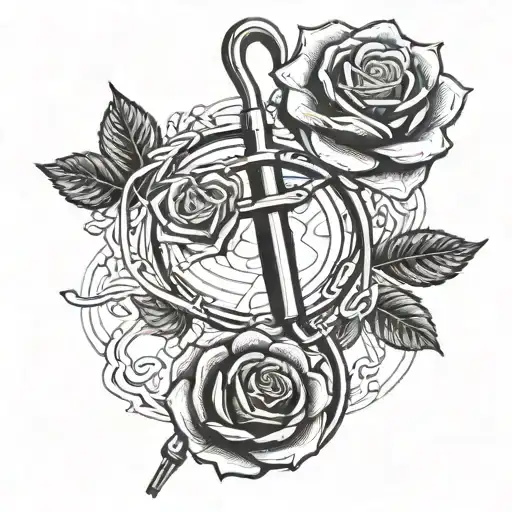 A stethoscope intertwined with a rose, representing healing and growth tattoo design idea